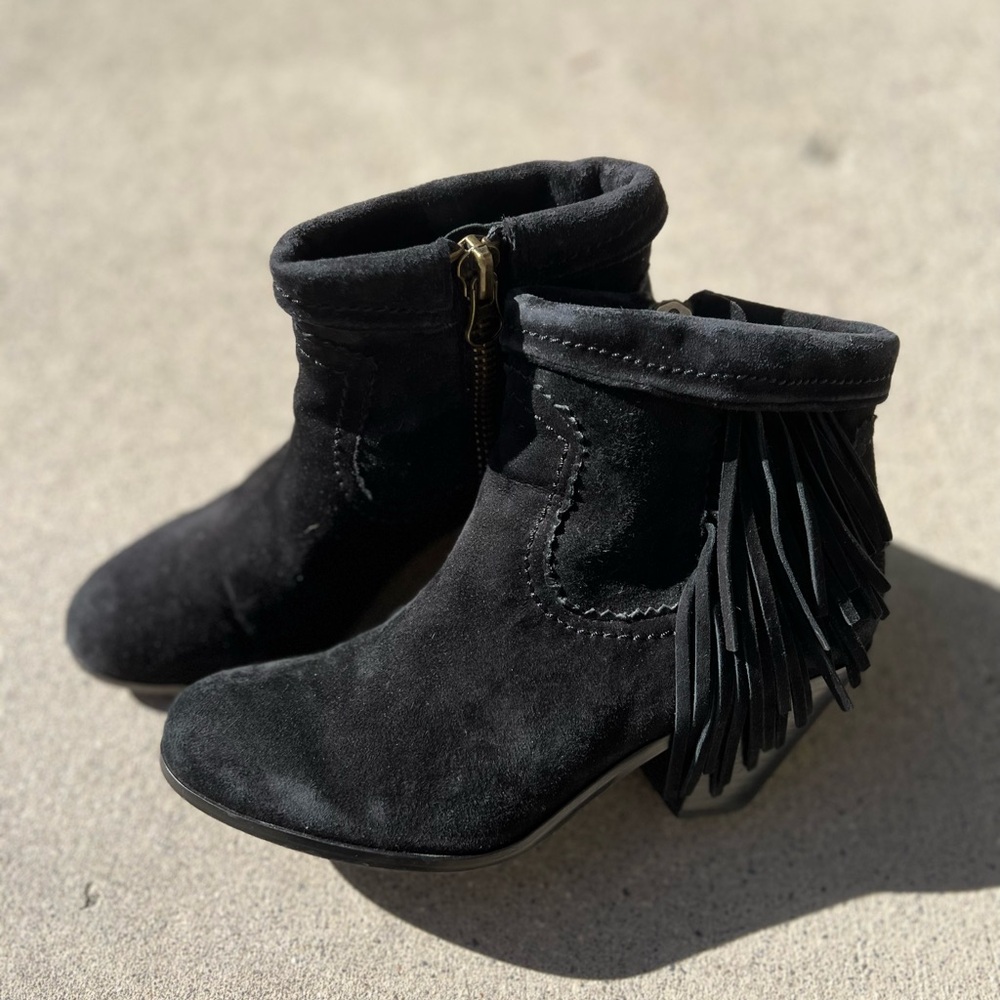 Sam Edelman Black Ankle Booties with Fringe